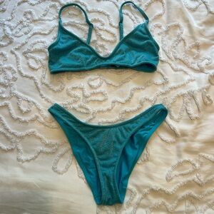 Triangl Teal Blue Glitter Bikini set!